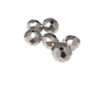 (image for) 16 x 12mm Silver Faceted Electroplated Rondelle Glass Bead, 6 beads