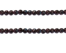 (image for) 6mm Plum Spot Marble-Style Glass Bead, approx. 46 beads