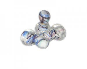 24 x 16mm Blue Swirl Lampwork Bead, 2 beads