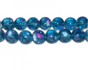 12mm Turquoise Blossom Spray Glass Bead, approx. 14 beads