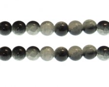 (image for) 12mm Black/Gray Duo-Style Glass Bead, approx. 14 beads