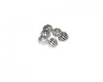 8mm Silver Striped Metal Spacer Bead, 6 beads, large hole