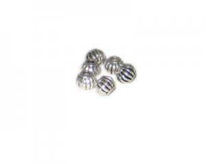 8mm Silver Striped Metal Spacer Bead, 6 beads, large hole