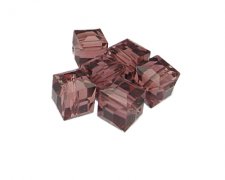 (image for) 14mm Plum Faceted Cube Glass Bead, 6 beads