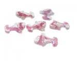 24 x 18mm Fuchsia Stripe Fish Pressed Glass Bead, 6 beads 24 x 18mm Fuchsia Stripe Fish Pressed Glass Bead, 6 beads