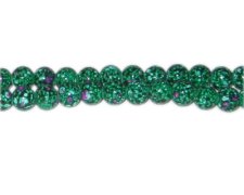 (image for) 8mm Green Spot Marble-Style Glass Bead, approx. 35 beads