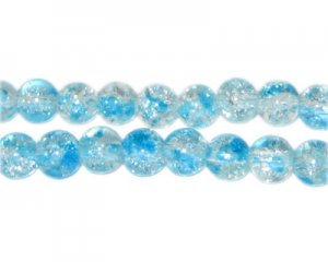 8mm Bluebell Crackle Spray Glass Bead, approx. 53 beads