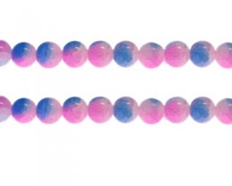(image for) 10mm Pink/Blue Duo-Style Glass Bead, approx. 18 beads