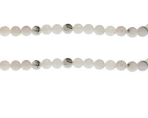 (image for) 6mm White/Black Gemstone Bead, approx. 30 beads