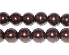 (image for) 12mm Round Chocolate Glass Pearl Bead, approx. 18 beads