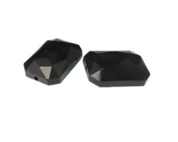 (image for) 28 x 18mm Black Faceted Glass Rectangle Bead, 2 beads
