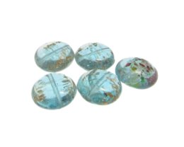(image for) 20mm Pale Blue Splatter Lampwork Glass Bead, 5 beads
