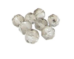 (image for) 12mm Silver Faceted Galss Beads w/ Line, 8 beads