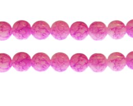 (image for) 12mm Deep Pink Marble-Style Glass Bead, approx. 17 beads