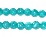8mm Aqua Round Crackle Glass Bead, approx. 55 beads