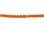 6mm Orange Faceted Round Glass Bead, 13" string