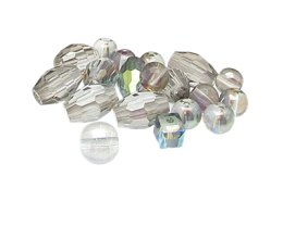 (image for) Approx. 1oz. Silver Faceted Glass Bead Mix