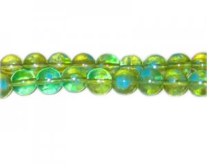 10mm Green Blossom Spray Glass Bead, approx. 21 beads