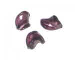 18 x 16mm Plum Stripe Foil Twisted Handmade Lampwork Glass Bead, 18 x 16mm Plum Stripe Foil Twisted Handmade Lampwork Glass Bead,