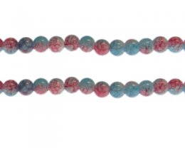 (image for) 8mm Red/Pastel Blue Duo-Style Glass Bead, approx. 38 beads