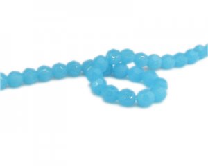 8mm Turquoise Semi-Opaque Faceted Glass Bead, 12" string