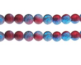 (image for) 10mm Pale Red/Blue Crackle Frosted Duo Bead, approx. 17 beads
