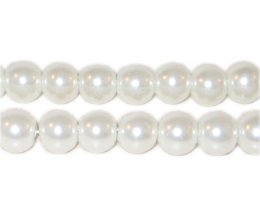 (image for) 8mm Round White Glass Pearl Bead, approx. 56 beads