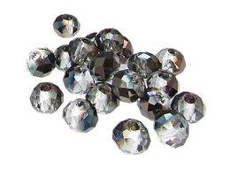 (image for) Approx. 1oz. x 10x8mm Crystal/Black Luster Glass Rondelle Bead, large hole