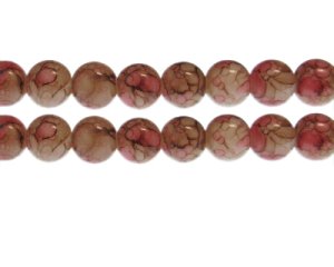 (image for) 12mm Red/Brown Swirl Marble-Style Glass Bead, approx. 18 beads