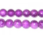 10mm Violet Drizzled Glass Bead, approx. 17 beads