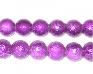 10mm Violet Drizzled Glass Bead, approx. 17 beads