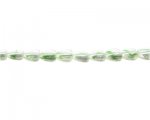 10mm Green Striped Heart Pressed Glass Bead, 13" string 10mm Green Striped Heart Pressed Glass Bead, 13" string