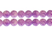 (image for) 12mm Lilac Marble-Style Glass Bead, approx. 18 beads