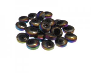 (image for) Approx. 1oz. x 10mm Gunmetal Luster Disc Glass Beads, side-drilled