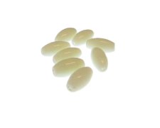 (image for) 16 x 8mm White Oval Glass Bead, 8 beads