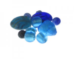 Approx. 1.5 - 2oz. Blue/Turquoise Lampwork Glass Bead Mix