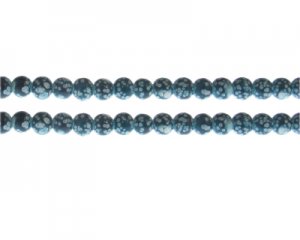 6mm Turquoise Spot Marble-Style Glass Bead, approx. 48 beads