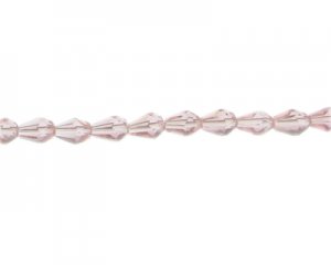 8 x 6mm Pale Plum Faceted Drop Glass Bead, 13" string