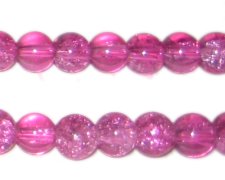 (image for) 8mm Fuchsia Crackle Glass Bead, 16" string