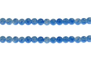 (image for) 6mm Blue Marble-Style Glass Bead, approx. 68 beads