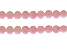 (image for) 10mm Soft Pink Marble-Style Glass Bead, approx. 21 beads