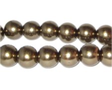 (image for) 12mm Antique Gold Glass Pearl Bead, approx. 18 beads