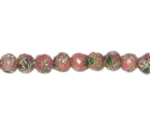 (image for) 6mm Pink Round Cloisonne Bead, 7 beads