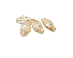 (image for) 20 x 14mm Apricot Pressed Glass Twisted Bicone Bead, 4 beads