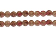 (image for) 10mm Red/Brown Swirl Marble-Style Glass Bead, approx. 22 beads