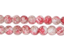 (image for) 8mm Marble-Style Red/Gray Glass Bead, approx. 55 beads
