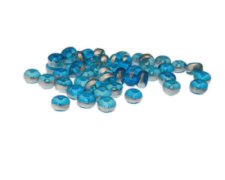 (image for) Approx. 1oz. x 6x4mm Turq Rondelle Glass Bead w/Silver Line