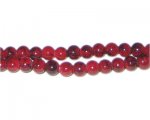 6mm Deep Red Marble-Style Glass Bead, approx. 70 beads