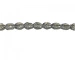 8 x 6mm Silver Faceted Oval Glass Bead, 13" string 8 x 6mm Silver Faceted Oval Glass Bead, 13" string