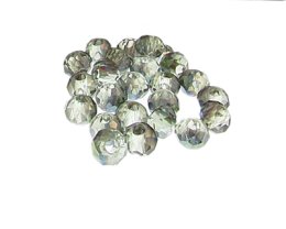 (image for) Approx. 1oz. 10 x 8mm Silver AB Finish Glass Rondelle Beads, large hole